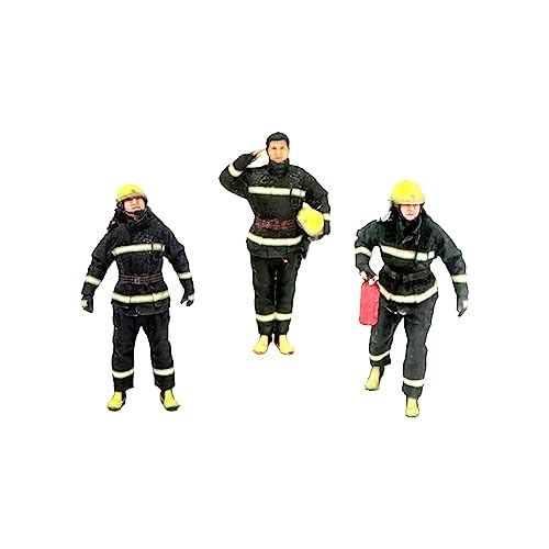 JISADER 3 Stück Miniatur-Feuerwehrfiguren Tiny People Modell Diorama Actionfiguren für Puppenhaus, 72. von JISADER