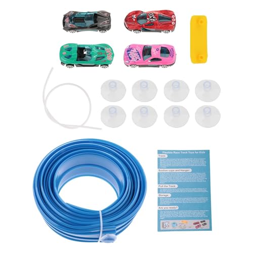 JISADER 4,5 M Lange, Flexible Autorampe mit 4 Autos Aus Legierung Und Leistungsstarken Saugnäpfen, Kinderspielzeug, Blau JISADER 4,5 M Lange, Flexible Autorampe mit 4 Autos Aus Legierung Und Leistungsstarken Saugnäpfen, Kinderspielzeug, Blau von JISADER