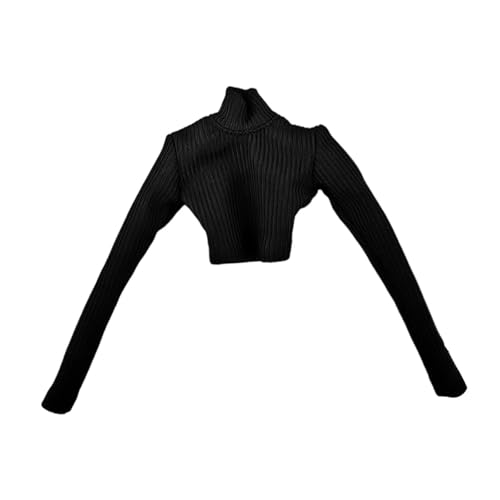 JISADER Basic Crop Top im Maßstab 1:6, langärmliges, tailliertes Top, lässiges Top für Mini-Puppen im Maßstab 12 Zoll, weibliche Figur, Puppe, Schwarz von JISADER