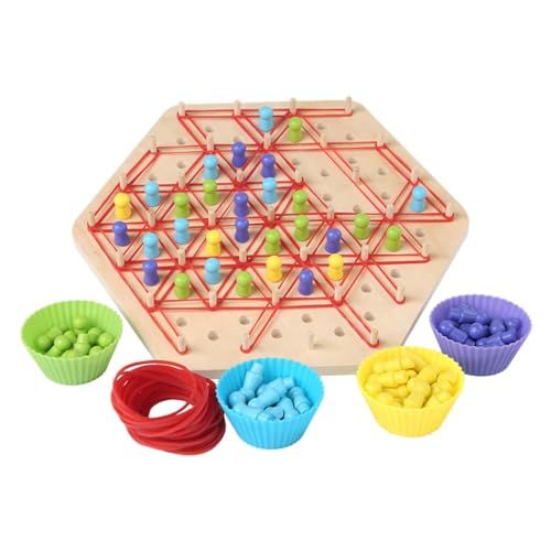 JISADER Brettspiel aus Holz mit Dreieckskette, Puzzle-Schachspiel, Mehrspieler-Schach für Kinder, Kettenkampf-Dreiecksschach für Partykinder, von JISADER