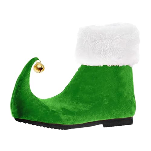 JISADER Elfenschuhe, lustige Weihnachtselfenstiefel, grüne Weihnachtselfenschuhe für Kostümpartys, 38 von JISADER