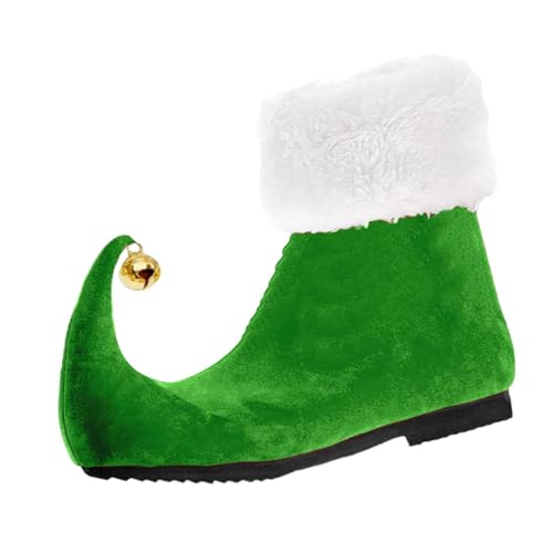 JISADER Elfenschuhe, lustige Weihnachtselfenstiefel, grüne Weihnachtselfenschuhe für Kostümpartys, 40 von JISADER