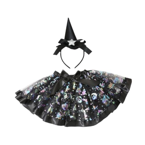 JISADER Hexenkostüm, Hexen-Tutu-Kleid für Bühnenauftritte, Partys und Abschlussballkleider, Schwarz von JISADER