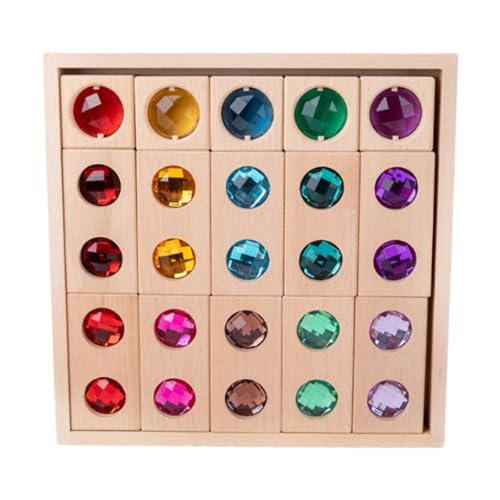 JISADER Holzbaustein-Set für Kinder, Regenbogen-Acryl-Würfel, Bausteine, Montessori-Spielzeug, Montessori-Stapelspielzeug für 3–6 Jahre, Stil D von JISADER