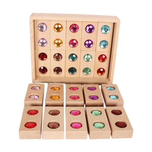 JISADER Holzbaustein-Set für Kinder, Regenbogen-Acryl-Würfel, Bausteine, Montessori-Spielzeug, Montessori-Stapelspielzeug für 3–6 Jahre, Stil F von JISADER