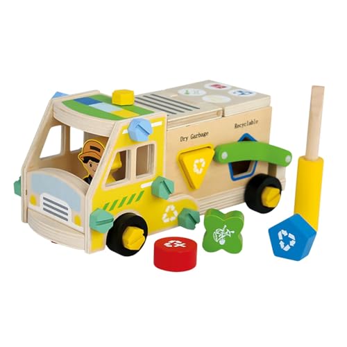 JISADER Holzmutter Und Bolzen Der Bauarbeiten Bauformen von Passenden Spielformularen Spielzeugauto Konstruktion Kit für, Müllwagen von JISADER