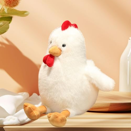 JISADER Huhn Figuren Spielzeug, Huhn Stofftier Spielzeug, Stofftier für Kinder Und Erwachsene, Plüsch Figuren Spielzeug, Weiß von JISADER