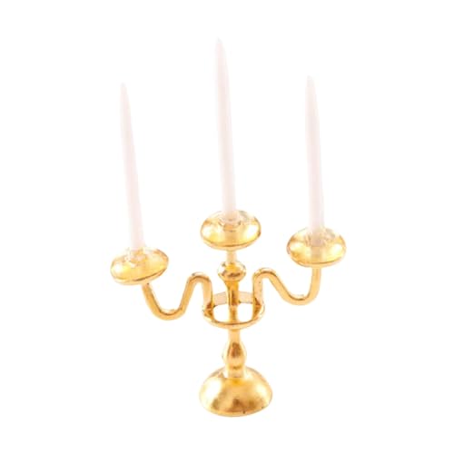 JISADER Klassischer Puppenhaus Kerzenhalter Im Kleinen Format für Realistische Raumgestaltung Und Dioramen, Gold Und Weiß JISADER Klassischer Puppenhaus Kerzenhalter Im Kleinen Format für Realistische Raumgestaltung Und Dioramen, Gold Und Weiß von JISADER