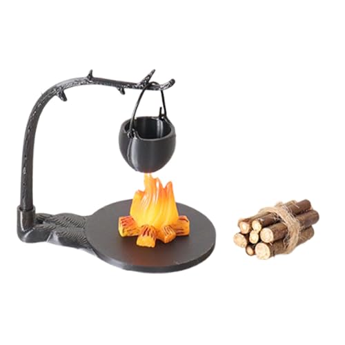 JISADER Miniatur Camping Ausrüstung Set Lagerfeuer Hängender Ofen Holzstumpf für Realistische Szenen für Modellbau Garten Deko Puppenhäuser, Style A JISADER Miniatur Camping Ausrüstung Set Lagerfeuer Hängender Ofen Holzstumpf für Realistische Szenen für Modellbau Garten Deko Puppenhäuser, Style A von JISADER