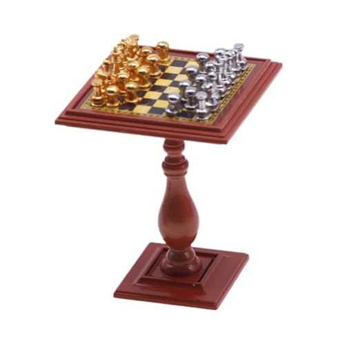 JISADER Miniatur Puppenhaus Schach Set Schach Tisch Ornament Geschenke Gold und Silber Mini Schach von JISADER