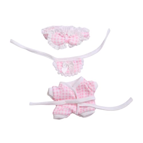 JISADER Puppen Outfits mit Hemd Und Hose, Zubehör für 15 cm Puppen, Rosa Gitter von JISADER