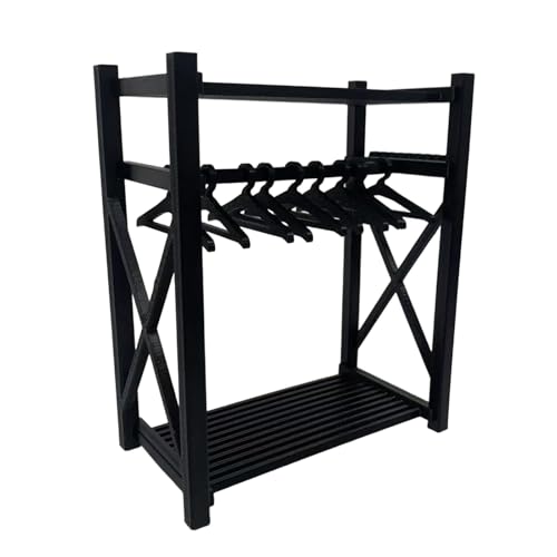JISADER Puppenhaus Kleiderschrank Als Miniatur Schrank Und Puppenmöbel Dekoration Aus Robustem Material mit Viel Stauraum Und 10 Bügeln für Kinder Zum Spielen, Schwarz JISADER Puppenhaus Kleiderschrank Als Miniatur Schrank Und Puppenmöbel Dekoration Aus Robustem Material mit Viel Stauraum Und 10 Bügeln für Kinder Zum Spielen, Schwarz von JISADER