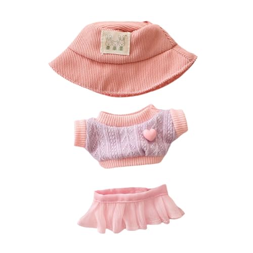 JISADER Puppenkleidung Set mit Oberteil und Rock für Kinder, Geschenkidee, Ankleide für 6,69-Zoll-Puppe, Rosa Rock Rosa Hut von JISADER