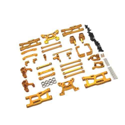 JISADER RC-Lenkbecher für Vorder- und Hinterarm, Verbindungsstange, Upgrade-Teil, robuste RC-Modellfahrzeugteile aus Aluminium für 1/14 RC-Zubehör DIY, Gold von JISADER