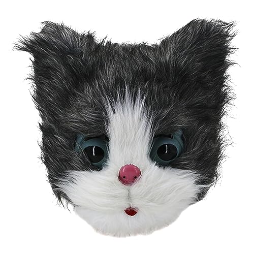 JISADER Süße Katzenmaske, lustige Latex-Erwachsene-Tier-Vollkopfmaske für Halloween, Kostüm, Cosplay, Requisiten, GRAU von JISADER