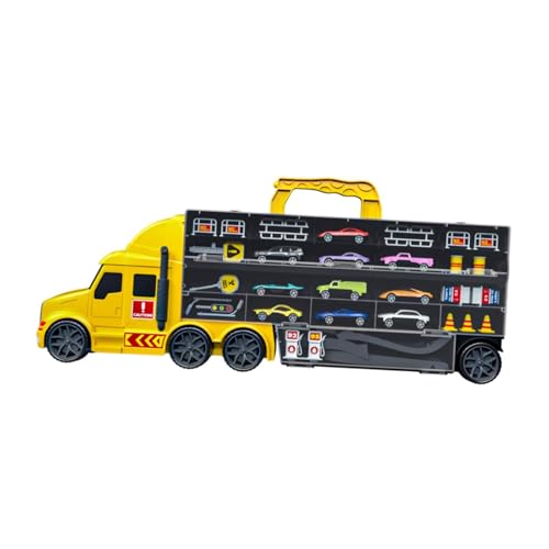 JISADER Transporter-LKW-Spielzeug für Kinder, Transporter-LKW-Spielzeugset, Aufbewahrung von Autos und Transporter-Spielzeug-LKW, Gelb von JISADER