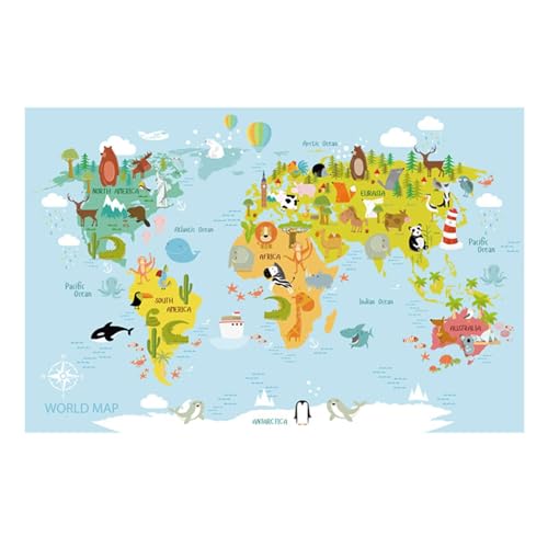 JISADER Wandaufkleber mit Tierweltkarte, Wandkunst, wasserabweisend, abnehmbar, Wandbild für Wohnung, Geschenk, Jungen, Mädchen, Klassenzimmer JISADER Wandaufkleber mit Tierweltkarte, Wandkunst, wasserabweisend, abnehmbar, Wandbild für Wohnung, Geschenk, Jungen, Mädchen, Klassenzimmer von JISADER