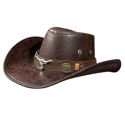 JISADER Western-Cowboyhut für Damen, Outdoor-Hut für Kostüm-Requisiten, Reisen, Einkaufen, Bull Head Kaffee von JISADER