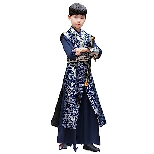 JITEM Hanfu-Kostüme für Kinder, chinesischer Stil, Jungenanzüge für Bühnenshow, Cosplay (Farbe: A, Größe: 120 cm) von JITEM