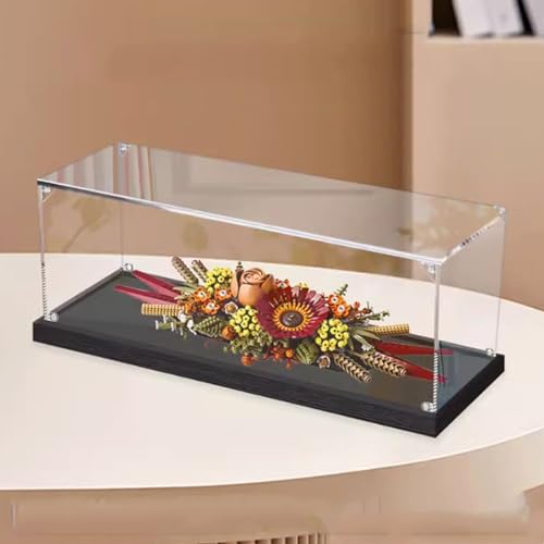 Acryl-Displaybox Kompatibel mit Lego 10314 Eternity Flower Flourish Modell, schützende, staubdichte Displaybox Geschenkmodell, transparente Vitrine (nur Displaybox) (schwarzer Sockel) von JIULIN