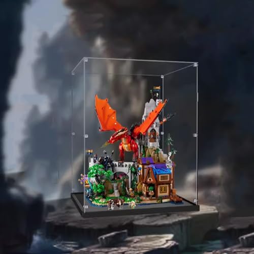 Acryl-Displaybox Kompatibel mit Lego 21348 Dungeons and Dragons Modell, schützende, staubdichte Displaybox Geschenkmodell, transparente Vitrine (nur Displaybox) (Transparent) von JIULIN