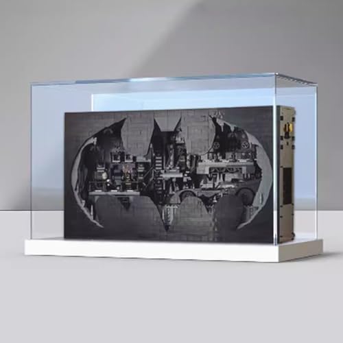 Acryl-Displaybox kompatibel mit Lego 76252 Batcave Modell, schützende, staubdichte Displaybox Geschenkmodell, transparente Vitrine (nur Displaybox) (schwarzer Sockel) von JIULIN