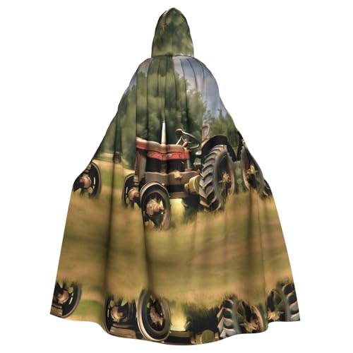 JIUTY Alter Traktor-Fotos, Bauernhof-Druck, Maskerade, wirtschaftlicher Kapuzenumhang, 140 cm lang, perfekt für Halloween-Partys, Tänze JIUTY Alter Traktor-Fotos, Bauernhof-Druck, Maskerade, wirtschaftlicher Kapuzenumhang, 140 cm lang, perfekt für Halloween-Partys, Tänze von JIUTY