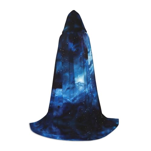 JIUTY Blaue Galaxie-Halloween-Hoodie, Robe, Cosplay, Party-Requisiten, Kapuzenumhang, Umhang, Karneval, Accessoire für Party von JIUTY