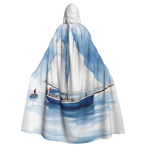 JIUTY Blaues Segelboot 1 bedruckter Maskerade, wirtschaftlicher Kapuzenumhang für Erwachsene, 140 cm lang, perfekt für Halloween-Partys, Tänze JIUTY Blaues Segelboot 1 bedruckter Maskerade, wirtschaftlicher Kapuzenumhang für Erwachsene, 140 cm lang, perfekt für Halloween-Partys, Tänze von JIUTY