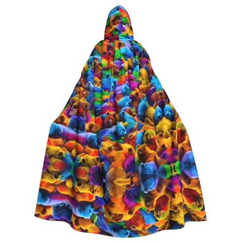 JIUTY Bunte Bären-Druck, Maskerade, wirtschaftlicher Kapuzenumhang für Erwachsene, 140 cm lang, perfekt für Halloween-Partys, Tänze JIUTY Bunte Bären-Druck, Maskerade, wirtschaftlicher Kapuzenumhang für Erwachsene, 140 cm lang, perfekt für Halloween-Partys, Tänze von JIUTY