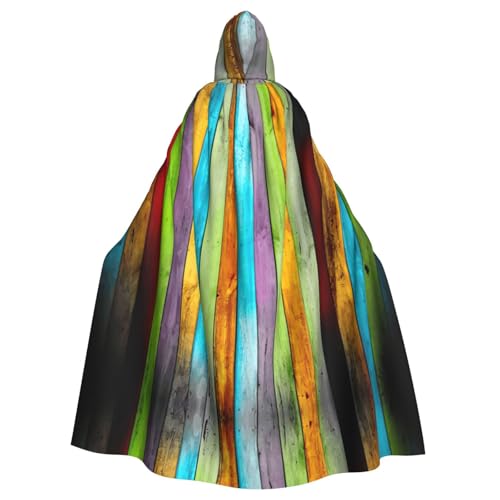 JIUTY Bunte Holztafel-Druck, Maskerade, wirtschaftlicher Kapuzenumhang für Erwachsene, 140 cm lang, perfekt für Halloween-Partys, Tänze JIUTY Bunte Holztafel-Druck, Maskerade, wirtschaftlicher Kapuzenumhang für Erwachsene, 140 cm lang, perfekt für Halloween-Partys, Tänze von JIUTY