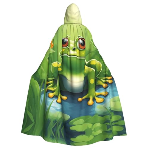 JIUTY Cartoon-Frosch-Druck, Maskerade für Erwachsene, wirtschaftlicher Kapuzenumhang, 140 cm lang, perfekt für Halloween-Partys, Tänze JIUTY Cartoon-Frosch-Druck, Maskerade für Erwachsene, wirtschaftlicher Kapuzenumhang, 140 cm lang, perfekt für Halloween-Partys, Tänze von JIUTY