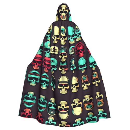JIUTY Cooler Retro-Totenkopf-Grafikdruck, Maskerade für Erwachsene, wirtschaftlicher Kapuzenumhang, 140 cm lang, perfekt für Halloween-Partys, Tänze JIUTY Cooler Retro-Totenkopf-Grafikdruck, Maskerade für Erwachsene, wirtschaftlicher Kapuzenumhang, 140 cm lang, perfekt für Halloween-Partys, Tänze von JIUTY
