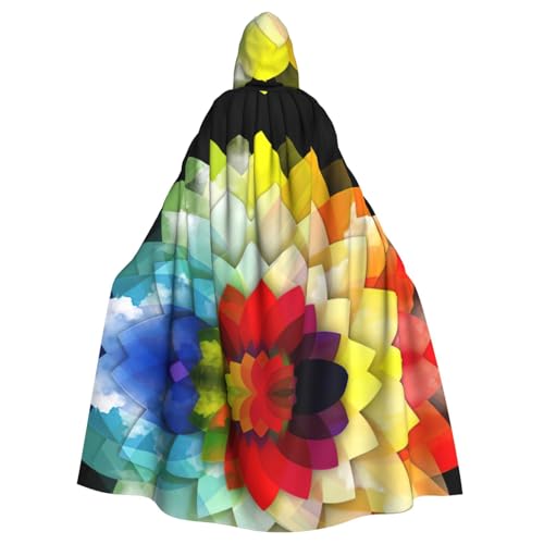 JIUTY Farbenfroher Blumendruck-Maskerade, Erwachsenen-Umhang mit Kapuze, 140 cm lang, perfekt für Halloween-Partys, Tänze JIUTY Farbenfroher Blumendruck-Maskerade, Erwachsenen-Umhang mit Kapuze, 140 cm lang, perfekt für Halloween-Partys, Tänze von JIUTY