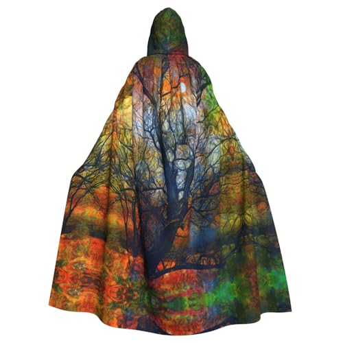 JIUTY Farbenfroher Lebensbaum-Druck, Maskerade für Erwachsene, wirtschaftlicher Kapuzenumhang, 140 cm lang, perfekt für Halloween-Partys, Tänze JIUTY Farbenfroher Lebensbaum-Druck, Maskerade für Erwachsene, wirtschaftlicher Kapuzenumhang, 140 cm lang, perfekt für Halloween-Partys, Tänze von JIUTY