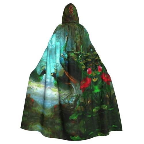 JIUTY Farbenfroher Pfauen-Druck, Maskerade für Erwachsene, wirtschaftlicher Kapuzenumhang, 140 cm lang, perfekt für Halloween-Partys, Tänze JIUTY Farbenfroher Pfauen-Druck, Maskerade für Erwachsene, wirtschaftlicher Kapuzenumhang, 140 cm lang, perfekt für Halloween-Partys, Tänze von JIUTY