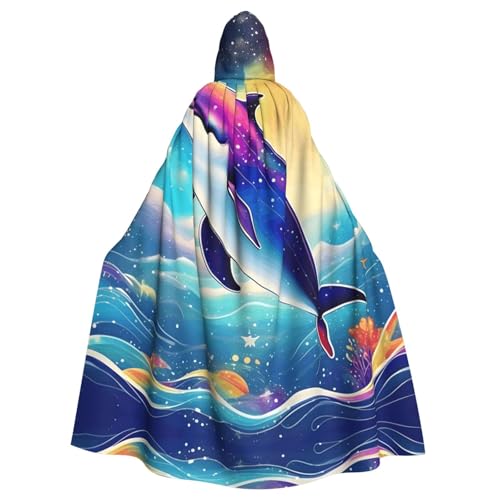 JIUTY Farbenfroher Sternenhimmel-Ozean-Delfin-Druck, Maskerade für Erwachsene, wirtschaftlicher Kapuzenumhang, 140 cm lang, perfekt für Halloween-Partys, Tänze JIUTY Farbenfroher Sternenhimmel-Ozean-Delfin-Druck, Maskerade für Erwachsene, wirtschaftlicher Kapuzenumhang, 140 cm lang, perfekt für Halloween-Partys, Tänze von JIUTY