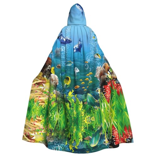 JIUTY Farbiger Unterwasserwelt-Druck, Maskerade für Erwachsene, wirtschaftlicher Kapuzenumhang, 140 cm lang, perfekt für Halloween-Partys, Tänze JIUTY Farbiger Unterwasserwelt-Druck, Maskerade für Erwachsene, wirtschaftlicher Kapuzenumhang, 140 cm lang, perfekt für Halloween-Partys, Tänze von JIUTY