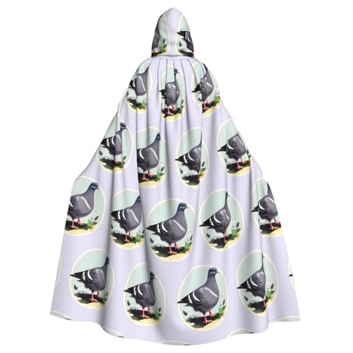 JIUTY Grauer Tauben-Druck, Maskerade, wirtschaftlicher Kapuzenumhang für Erwachsene, 140 cm lang, perfekt für Halloween-Partys, Tänze JIUTY Grauer Tauben-Druck, Maskerade, wirtschaftlicher Kapuzenumhang für Erwachsene, 140 cm lang, perfekt für Halloween-Partys, Tänze von JIUTY