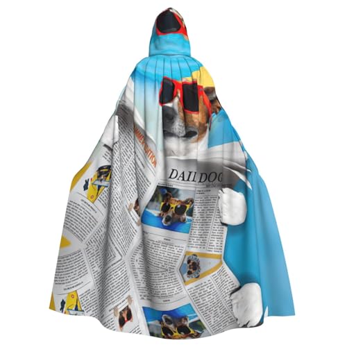 JIUTY Hundemantel mit Brille, zum Lesen, Zeitung, Ozean, Strand, bedruckt, Maskerade, für Erwachsene, wirtschaftlicher Umhang mit Kapuze, 140 cm lang, perfekt für Halloween-Partys, Tänze JIUTY Hundemantel mit Brille, zum Lesen, Zeitung, Ozean, Strand, bedruckt, Maskerade, für Erwachsene, wirtschaftlicher Umhang mit Kapuze, 140 cm lang, perfekt für Halloween-Partys, Tänze von JIUTY