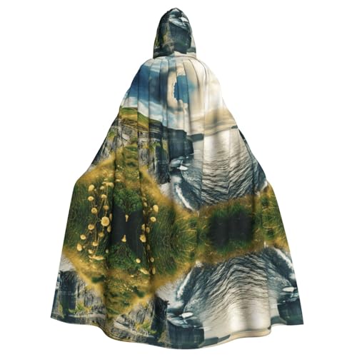 JIUTY Irland Outdoors County Clare The Cliffs Print-Maskerade, Erwachsenen-Umhang mit Kapuze, 140 cm lang, perfekt für Halloween-Partys, Tänze JIUTY Irland Outdoors County Clare The Cliffs Print-Maskerade, Erwachsenen-Umhang mit Kapuze, 140 cm lang, perfekt für Halloween-Partys, Tänze von JIUTY