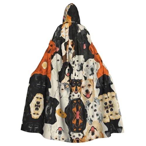 JIUTY Kapuzenumhang mit Hundemuster, Unisex, Umhang für Halloween, Weihnachten, Vampir, Hexe, Kostüme, Party-Umhang von JIUTY