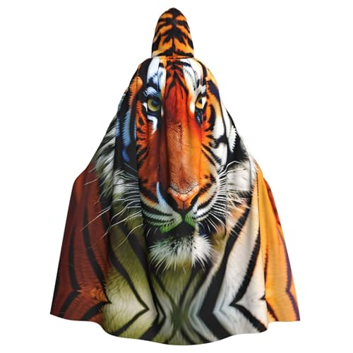 JIUTY Kapuzenumhang mit Tigerstreifen, orangefarbenes Muster, für Erwachsene, 140 cm lang, perfekt für Halloween-Partys, Tänze JIUTY Kapuzenumhang mit Tigerstreifen, orangefarbenes Muster, für Erwachsene, 140 cm lang, perfekt für Halloween-Partys, Tänze von JIUTY