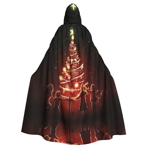 JIUTY Leuchtender Weihnachtsbaum-Umhang mit Kapuze, Unisex, Umhang für Halloween, Weihnachten, Vampir-Hexe, Kostüme, Party-Umhang von JIUTY