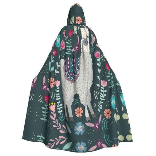 JIUTY Maskerade mit Blumen-Alpaka-Druck, für Erwachsene, wirtschaftlicher Kapuzenumhang, 140 cm lang, perfekt für Halloween-Partys, Tänze JIUTY Maskerade mit Blumen-Alpaka-Druck, für Erwachsene, wirtschaftlicher Kapuzenumhang, 140 cm lang, perfekt für Halloween-Partys, Tänze von JIUTY