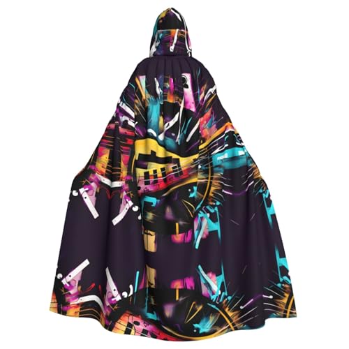 JIUTY Maskerade mit Musik, Graffiti-Stil, für Erwachsene, wirtschaftlicher Kapuzenumhang, 140 cm lang, perfekt für Halloween-Partys, Tänze JIUTY Maskerade mit Musik, Graffiti-Stil, für Erwachsene, wirtschaftlicher Kapuzenumhang, 140 cm lang, perfekt für Halloween-Partys, Tänze von JIUTY