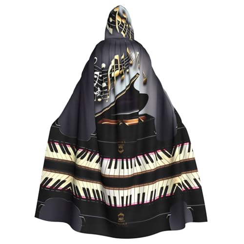 JIUTY Maskerade mit Musiknoten, Klavierdruck, für Erwachsene, wirtschaftlicher Kapuzenumhang, 140 cm lang, perfekt für Halloween-Partys, Tänze JIUTY Maskerade mit Musiknoten, Klavierdruck, für Erwachsene, wirtschaftlicher Kapuzenumhang, 140 cm lang, perfekt für Halloween-Partys, Tänze von JIUTY