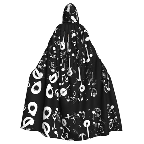 JIUTY Maskerade mit Musiksymbole und Liebesdruck, für Erwachsene, wirtschaftlicher Kapuzenumhang, 140 cm lang, perfekt für Halloween-Partys, Tänze JIUTY Maskerade mit Musiksymbole und Liebesdruck, für Erwachsene, wirtschaftlicher Kapuzenumhang, 140 cm lang, perfekt für Halloween-Partys, Tänze von JIUTY