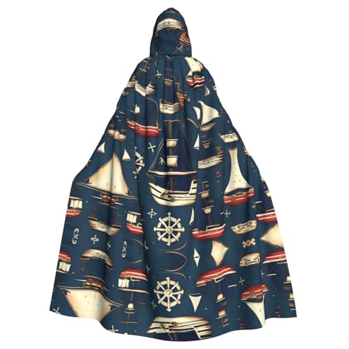 JIUTY Maskerade mit Segelpiraten-Motiv, Erwachsenen-Umhang mit Kapuze, 140 cm lang, perfekt für Halloween-Partys, Tänze JIUTY Maskerade mit Segelpiraten-Motiv, Erwachsenen-Umhang mit Kapuze, 140 cm lang, perfekt für Halloween-Partys, Tänze von JIUTY