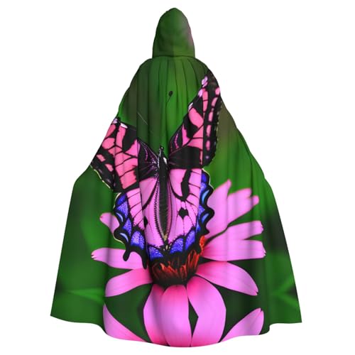 JIUTY Maskerade mit rosafarbenem Blumen- und Schmetterlingsdruck, für Erwachsene, wirtschaftlicher Umhang mit Kapuze, 140 cm lang, perfekt für Halloween-Partys, Tänze JIUTY Maskerade mit rosafarbenem Blumen- und Schmetterlingsdruck, für Erwachsene, wirtschaftlicher Umhang mit Kapuze, 140 cm lang, perfekt für Halloween-Partys, Tänze von JIUTY